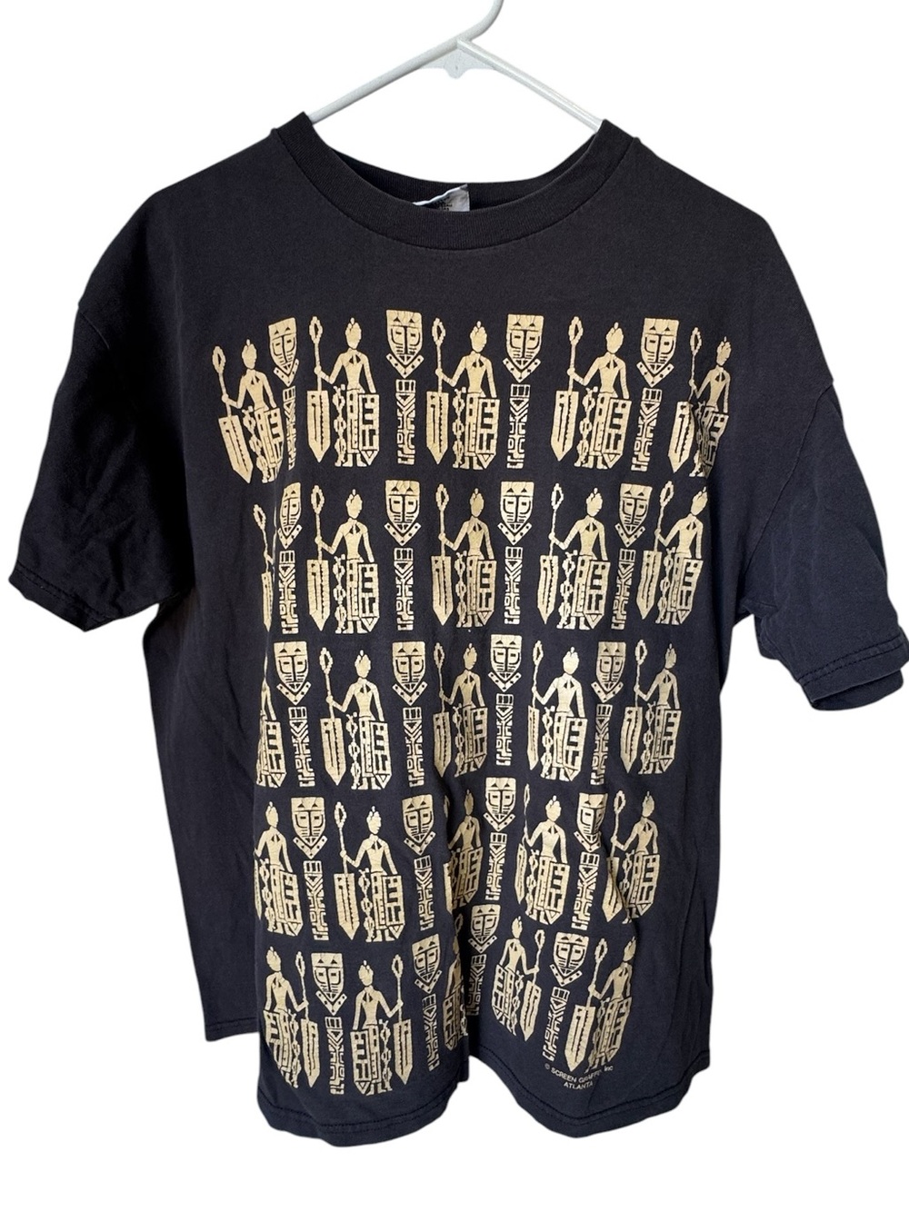 Vintage Lee Total Cotton African Pattern Black T-Shirt Tribal Men’s XL RARE